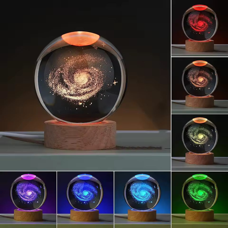 Handmade 3D Crystal Ball with LED Base