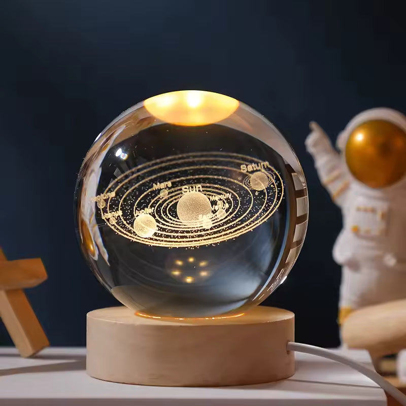 Handmade 3D Crystal Ball with LED Base
