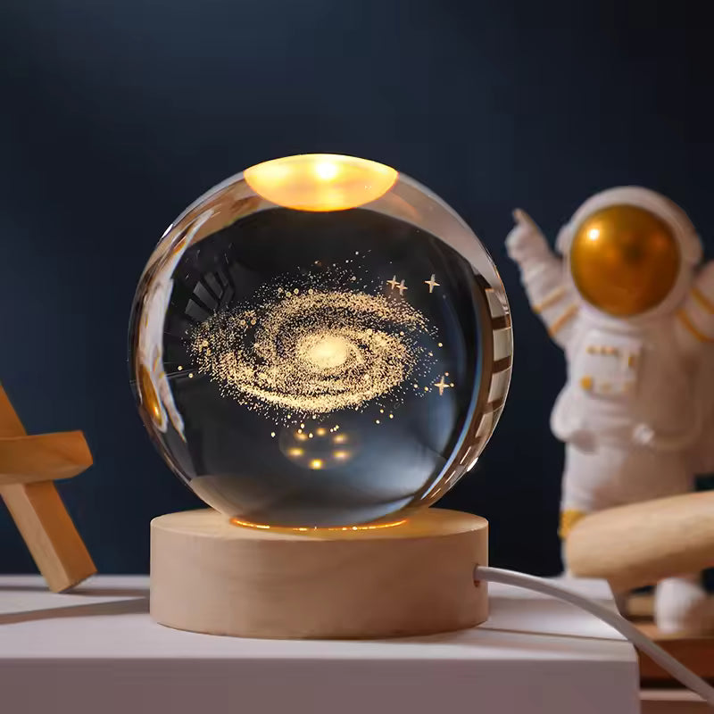 Handmade 3D Crystal Ball with LED Base