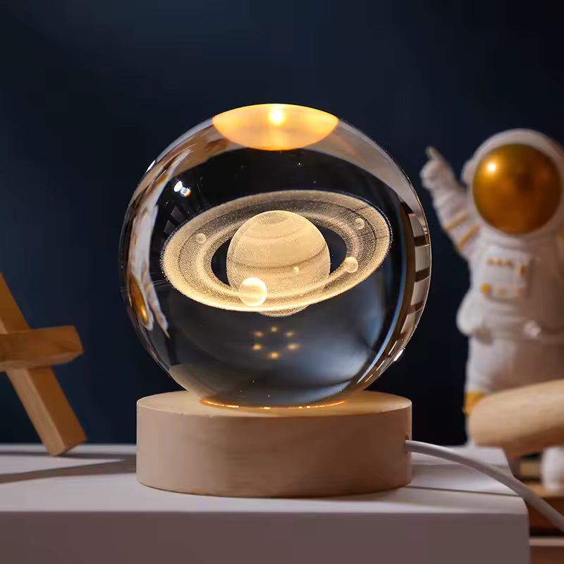 Handmade 3D Crystal Ball with LED Base